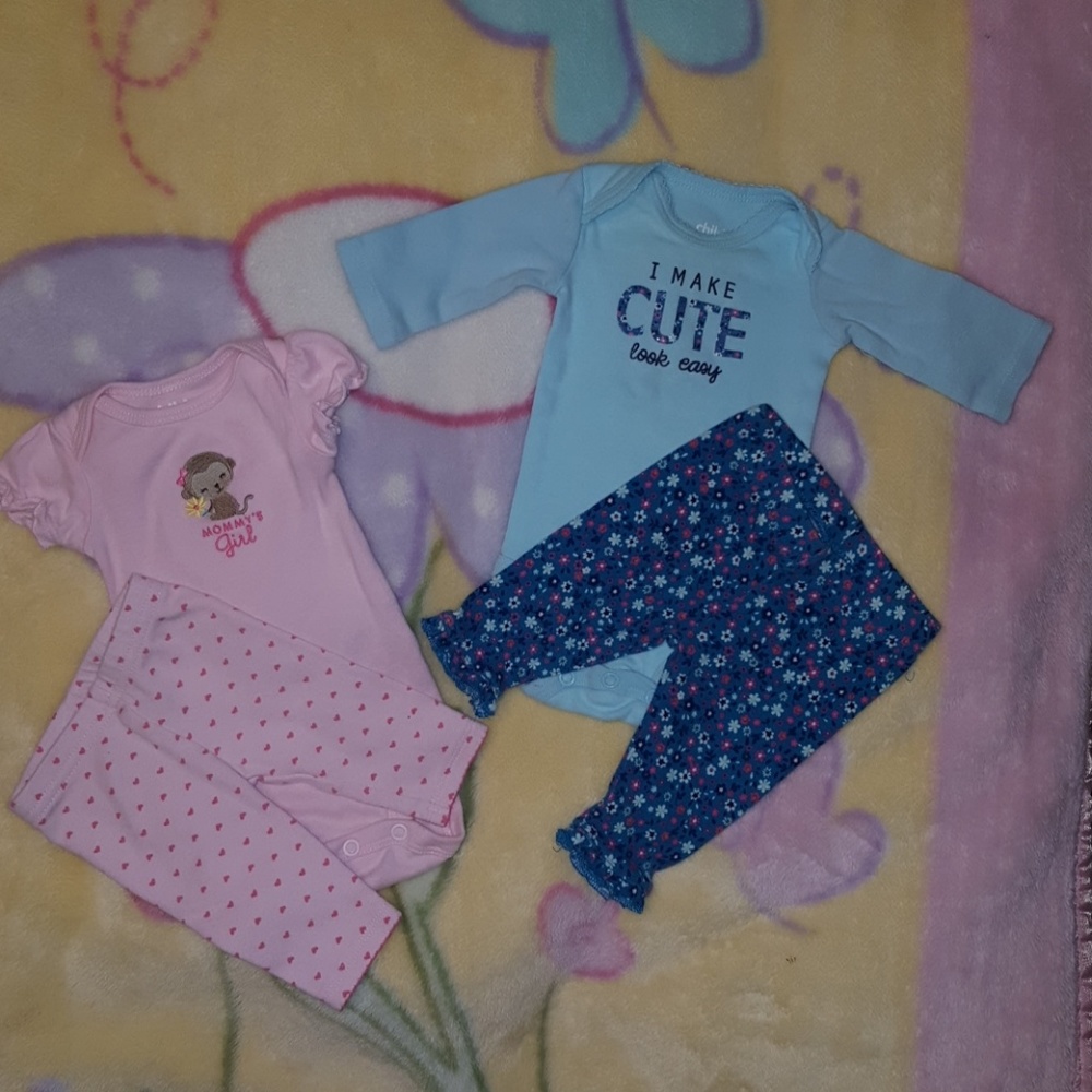 Newborn girls onesies with matching leggings